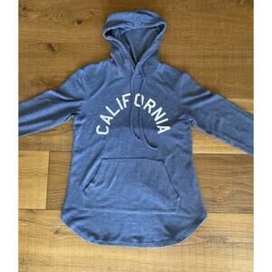 CALIFORNIA MODERN LUX BLUE LIGHTWEIGHT HOODIE DRAWSTRING KANGAROO POUCH XS